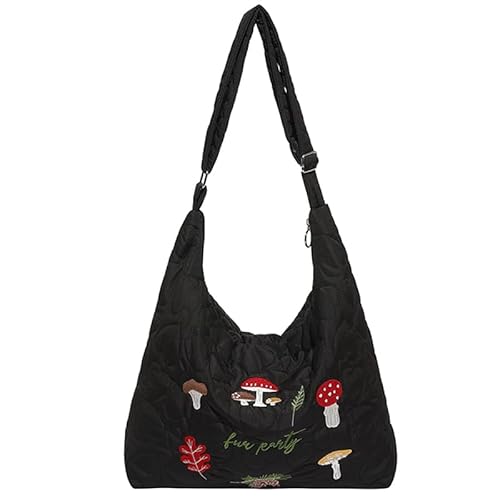 CHANGYUE Gesteppte Crossbody -Tasche mit Muster for den täglichen Einkaufen (schwarzer Pilz) von CHANGYUE