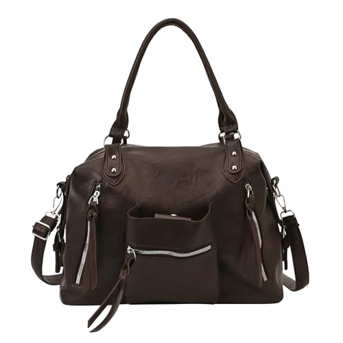 CHANGYUE Großkapazität Crossbody Bag mit Reißverschluss for die Schularbeit täglich Gebrauch (Kaffee) von CHANGYUE