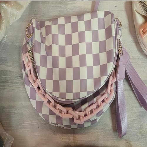 CHANGYUE Karierte Crossbody -Penner -Taschen for Frauen mit Ketten -Achsel -Taschen (hellvolett) von CHANGYUE