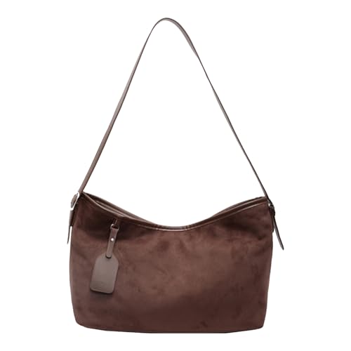 CHANGYUE Ladies Faux Wildleder -Umhängetasche mit Reißverschluss for die Schulreise täglich (Kaffee) von CHANGYUE