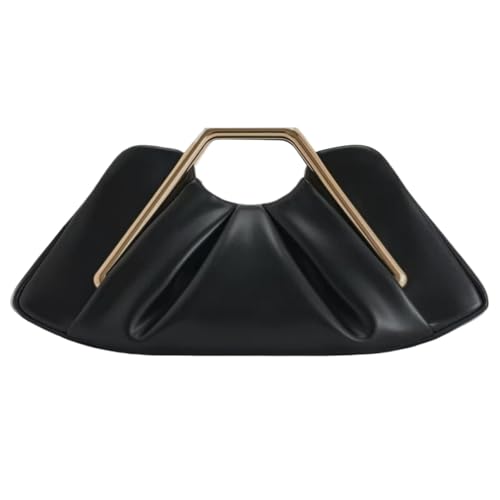 CHANGYUE Metallrahmen Clutch Falten Abendbeutel PU Lederhandtasche for Frauen (schwarz) von CHANGYUE