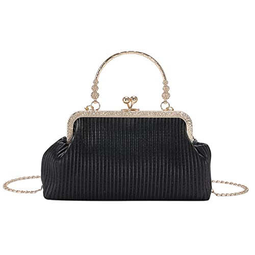 CHANGYUE Mode Top-Griff Tasche Einfache Elegante PU Leder Tragbare Weiche Metall Schnalle Kette Frauen Handtaschen for Hochzeit Bankett von CHANGYUE