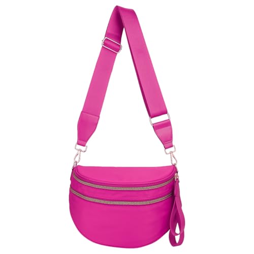 CHANGYUE Nylon Crossbody Bag Reißverschluss Bum Bag Tasche Geräumige Schlinge for Frauen (rot) von CHANGYUE