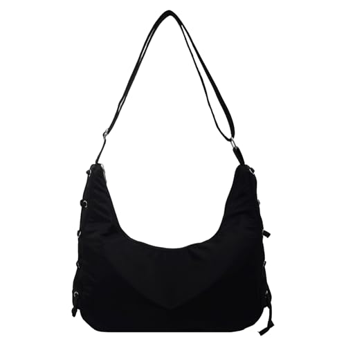 CHANGYUE Nylon Umhängetasche mit Reißverschluss -Unterarm -Tasche Hobo -Tasche for Frauenarbeit (schwarz) von CHANGYUE