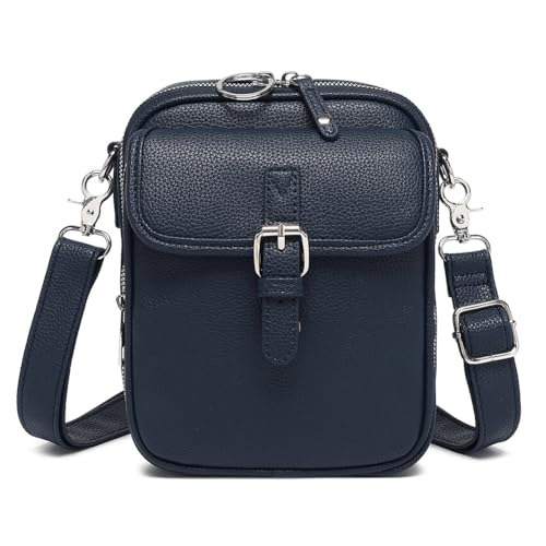 CHANGYUE PU Leder Crossbody Bag Vintage Messenger Bag Pendelumhängetasche (dunkelblau) von CHANGYUE