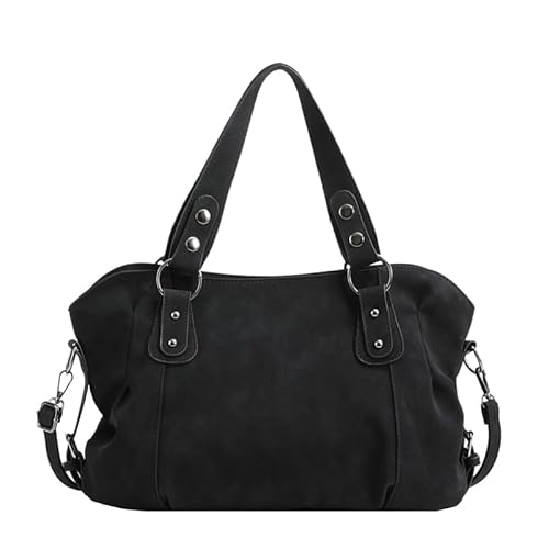 CHANGYUE PU Leder -Einkaufstasche große Umhängetaschen Achselstasche Retro Hobo Handtasche (schwarz) von CHANGYUE