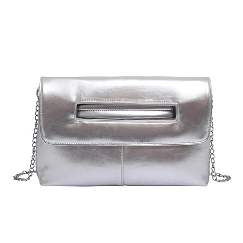CHANGYUE PU Leder Handtasche Crossbody Bags mit Kettenumhängetasche for Frauen (Silber) von CHANGYUE