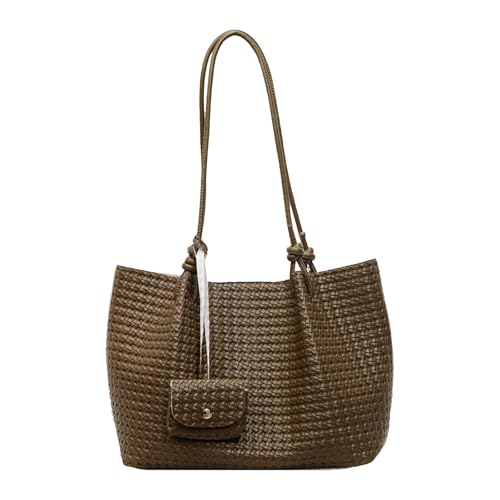 CHANGYUE PU Leder Umhängetasche Casual Tote Handtasche gewebte Achselhöhlenbeutel mit Geldbörse (grün) von CHANGYUE