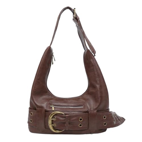 CHANGYUE PU Ledergürtelschnalle Handtasche Vintage Umhängetasche Y2K -Tote -Tasche (dunkelbraun) von CHANGYUE