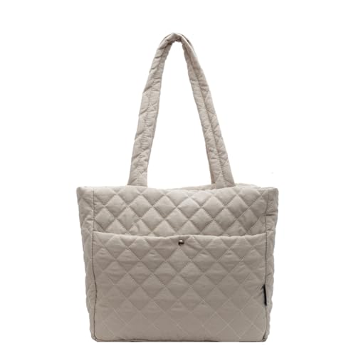 CHANGYUE Rhombus große Kapazitätsbeutel mit Reißverschluss for tägliche Einkaufsreisen (Beige) von CHANGYUE