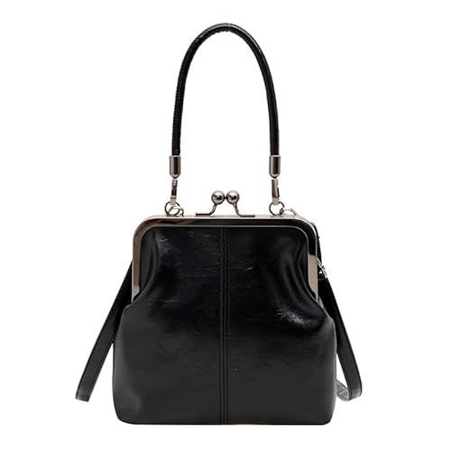 CHANGYUE Top -Griff -Handtaschen mit Kussschlossschließung for Reisearbeiten täglich Gebrauch (schwarz) von CHANGYUE