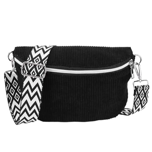CHANGYUE -Umhängetasche for Männer Frauen mit Verstellbarer Weitgurt Handtasche Cord Tasche Feste Brusttasche Reißverschluss Fanny Pack for Reisetraining von CHANGYUE