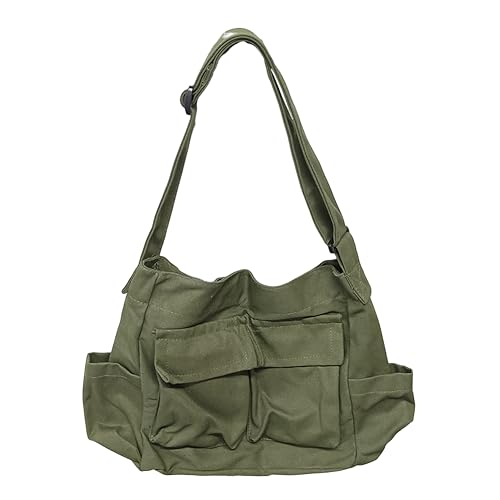 CHANGYUE Vintage Frauen Leinwand Umhängetasche Große Kapazität Reise Einkaufen Schulter Tasche Casual Dame Einfarbig Umhängetasche von CHANGYUE