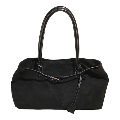 CHANGYUE Wildleder-Leder All-Match-Unterarm-Tasche Retro-Umhängetasche Tasche Handtasche (schwarz) von CHANGYUE