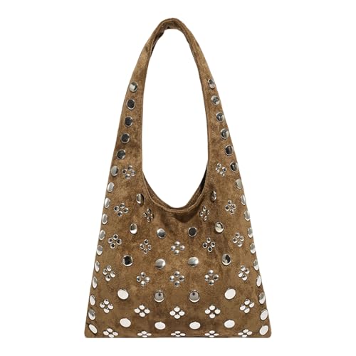 CHANGYUE Wildleder Lederniet -Umhängetasche Hut Tasche Handtasche Pendler Unterarmtasche (braun) von CHANGYUE