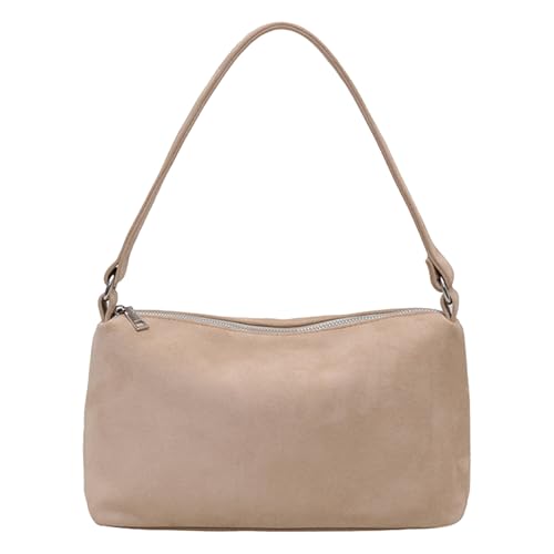 CHANGYUE Wildleder Quadratbeutel Retro -Umhängetasche Einfacher Unterarmbeutel PUSS Handtasche (Beige) von CHANGYUE