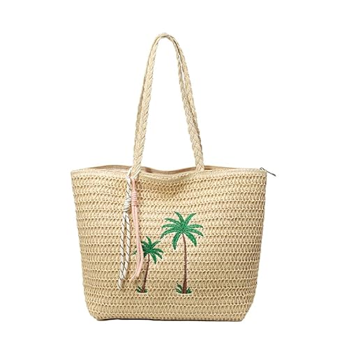 CHANGYUE Women Beach Tasche mit großer Kapazität gewebter Handtasche Sticktasche (weiß) von CHANGYUE