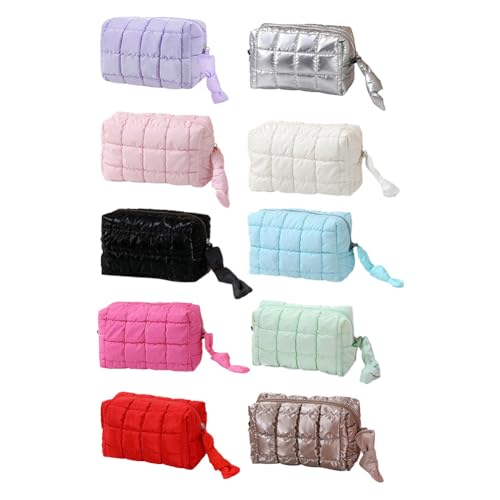 Gesteppte Baumwollpuffer Make -up -Beutel süße Make -up -Tasche for Frauenreisen (Rose Rot) von CHANGYUE