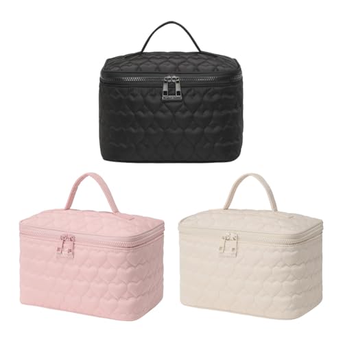 Love Gesteppte Reisekosmetiktasche Große Make -up -Organisator -Tasche for Frauen (Pink) von CHANGYUE