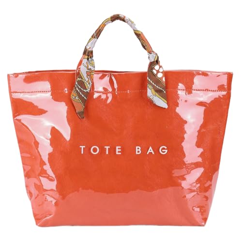PVC -Einkaufstasche Umhängetasche Top Griff Einkaufstasche Hobo -Tasche for Frauen (Orange) von CHANGYUE