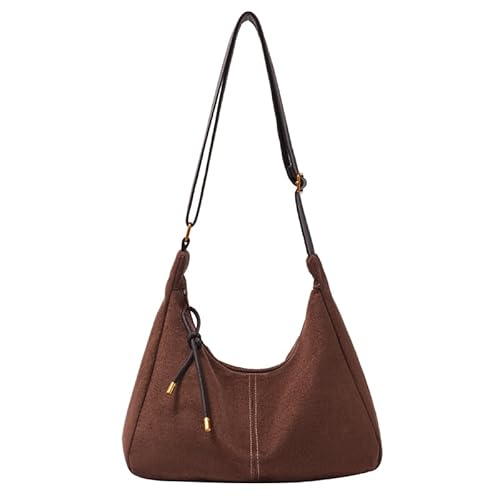 Retro Suede Chic Single Umhängetasche for Frauen täglich nutzen Arbeitsreisen (Kaffee) von CHANGYUE