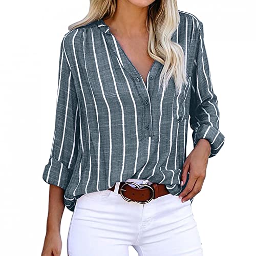 CHAOEN Damen Bluse Kurzarm Oberteile Tshirt V-Ausschnitte Sommershirts Mode Lose Damenblusen Shirt Elegante Hemdbluse T-Shirt von CHAOEN