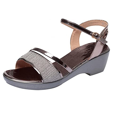 CHAOEN Damen Keilsandaletten Plateau Sandalen mit Absatz Sandaletten Römersandalen Frauen Elegante Pantoletten Schuhe Wedge Heel Offene Freizeit Sommer Absatzschuhe von CHAOEN