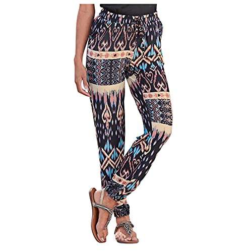 CHAOEN Damen Lange Hosen Strandhose Boho Bedruckte Freizeithose Haremshose Frauen Sommer Leicht Stoffhose Sommerhose mit Taschen von CHAOEN