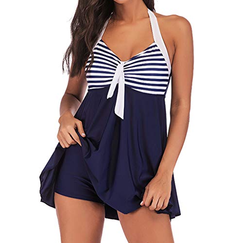 CHAOEN Damen Neckholder Push Up Badekleid Gestreifte Gepolsterte Bademode Größe Swimwears Tankinis Set Figurformender Badeanzug mit Röckchen Bauchweg Einteiliger Badekleid CHAOEN Damen Neckholder Push Up Badekleid Gestreifte Gepolsterte Bademode Größe Swimwears Tankinis Set Figurformender Badeanzug mit Röckchen Bauchweg Einteiliger Badekleid von CHAOEN