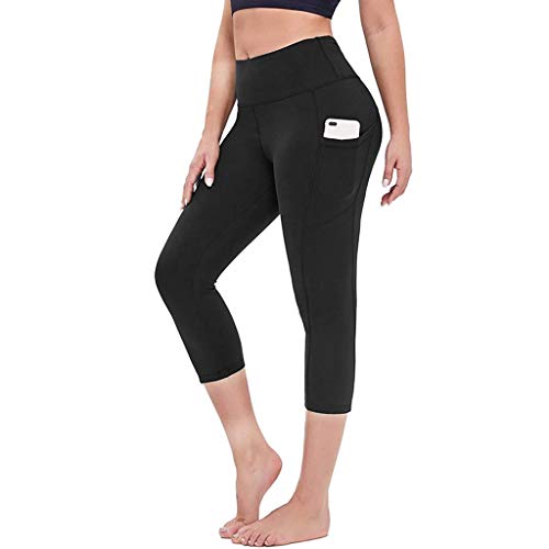 CHAOEN Damen Sporthose Leggins 3/4 Lang Yoga Hosen Stretch Fitness Tight Jogginghose Hoher Taille Einfarbig Laufhosen Leggings von CHAOEN