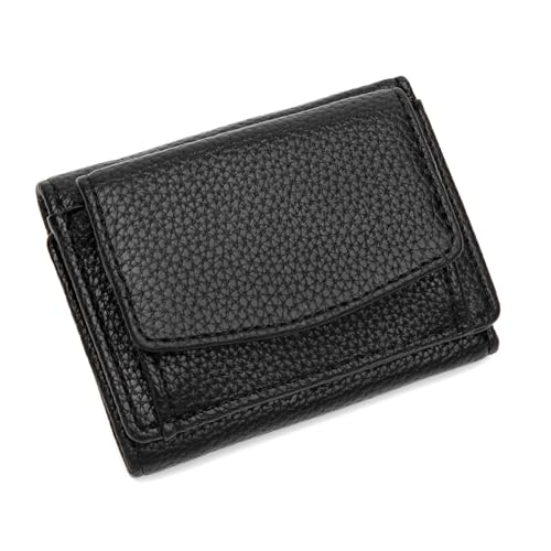 CHAOFANXI Kleine Geldbörse Damen mit Münzfach PU Leder Geldbeutel Damen Mini Portemonnaie mit Mehreren Kartenfächer für Frauen Mädchen（Schwarz） von CHAOFANXI