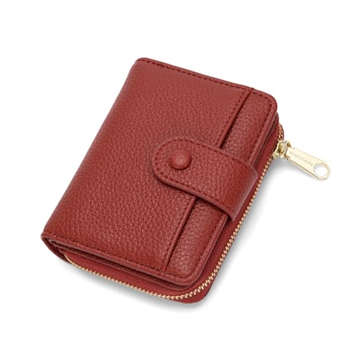 CHAOFANXI Kleine Geldbörsen für Damen, Kartenhalter, Damengeldbörse, Bifold Leather Card Wallet Organizer, RFID-blockierende Geldbörse für Frauen mit Reißverschluss, Münzfach mit mehreren von CHAOFANXI