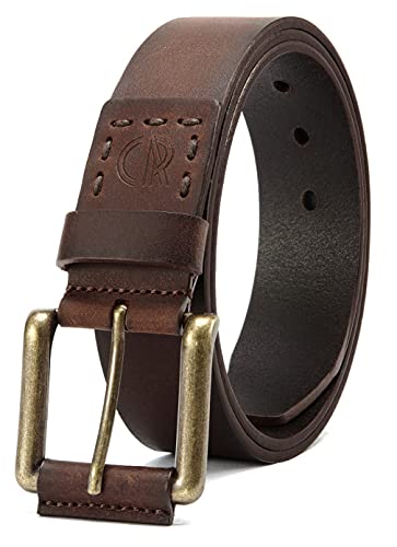 CHAOREN CR Ledergürtel Herren 105-135cm Herren Gürtel Leder Vollledergürtel aus Büffelleder, Vollrindleder 38 mm breit, Metall Retro Jeansgürtel von CHAOREN CR