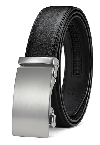 CHAOREN Automatik Gürtel Herren, Buckley Ledergürtel Ratsche Automatikschließe für Herren Business Anzug, 35mm Breit Gürtel Ohne Löcher, Größe Angepasst - Schwarz von CHAOREN