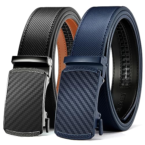 CHAOREN Gürtel Herren 2er-Pack, 35mm Automatik Ledergürtel mit Ratsche - Passgenau Zuschneidbar, Ideal als Geschenk von CHAOREN