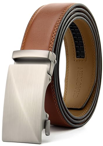 CHAOREN Automatik Gürtel Herren, Buckley Ledergürtel Ratsche Automatikschließe für Herren Business Anzug, 35mm Breit Gürtel Ohne Löcher, Größe Angepasst - Braun von CHAOREN
