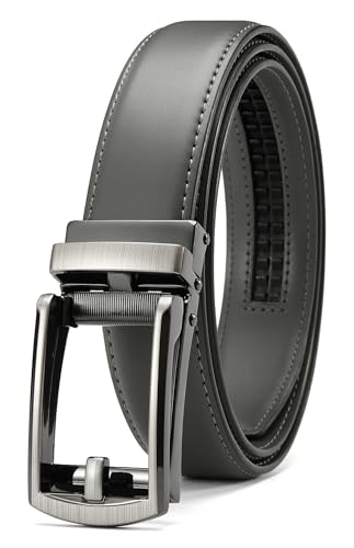 CHAOREN Ledergürtel Herren Grau – Automatik Gürtel Herren Leder 35mm für Anzug und Freizeit – Mikroverstellbarer Gürtel passt überall von CHAOREN