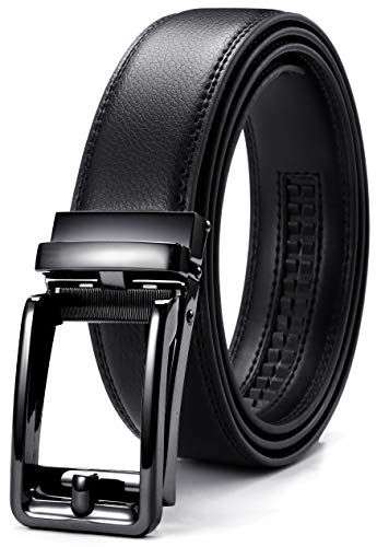 CHAOREN Ledergürtel Herren Schwarz – Automatik Gürtel Herren Leder 35mm für Anzug und Freizeit – Mikroverstellbarer Gürtel ohne Löcher von CHAOREN