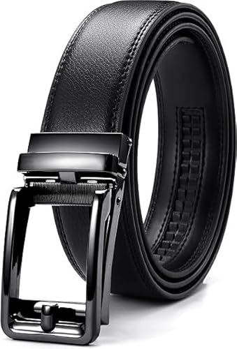 CHAOREN Ledergürtel Herren Schwarz – Automatik Gürtel Herren Leder 35mm für Anzug und Freizeit – Mikroverstellbarer Gürtel passt überall von CHAOREN