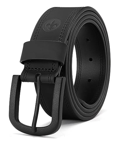 CHAOREN Gürtel Herren Leder Schwarz, Gürtel Herren Arbeitsgürtel Schwarz 120cm, 38mm Perfekte Passform für Jeans und Arbeitshose von CHAOREN