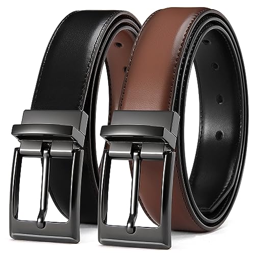 CHAOREN Gürtel Herren Leder 1 Stück, Ledergürtel Herren Reversibel Ein Braun Schwarz 32mm, Männer Wendegürtel Beidseitig für Anzug Business und Jeans von CHAOREN