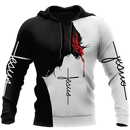 CHAOS MONKEY Herren 3D Hoodies Graphic Jesus My God My King My Lord My Savior My Healer Printed Hoodies Pullover Sweatshirts - Weiß - Medium von CHAOS MONKEY