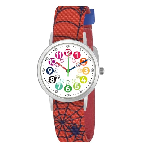 CHAOTECHY Kinderuhr für Mädchen und Jungens. Kleine Kinder Lernen die Zeit kennen und leicht zu lesen. Justierbares Nylon Armband, Analog Uhr für Jungens und Mädchen zwischen 4 bis 11 Jahren (Spinne) von CHAOTECHY