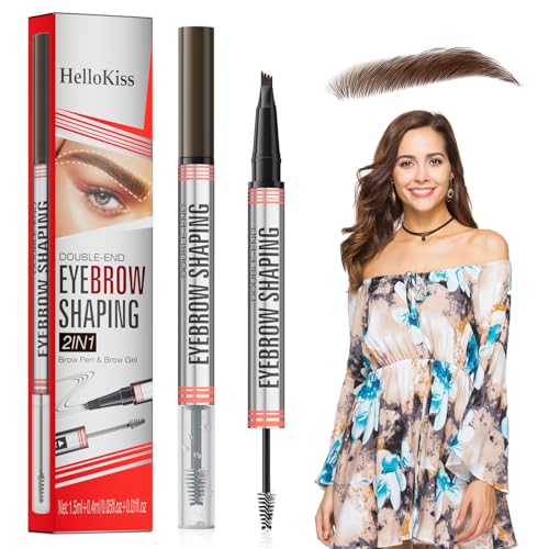 2in1 Augenbrauenstift Mit Gel Brow Lifting Set Augenbrauenstift Microblading Augenbrauen fär ben Augenbrauen Stift Sealing Brow Gel Wasserfester Eyebrow Pencil Augenbrauen Kamm(Dunkelbraun) von CHAOTEMAI