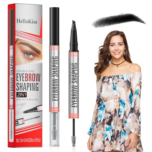 2in1 Augenbrauenstift Mit Gel Brow Lifting Set Augenbrauenstift Microblading Augenbrauen fär ben Augenbrauen Stift Sealing Brow Gel Wasserfester Eyebrow Pencil Augenbrauen Kamm(Schwarz) von CHAOTEMAI