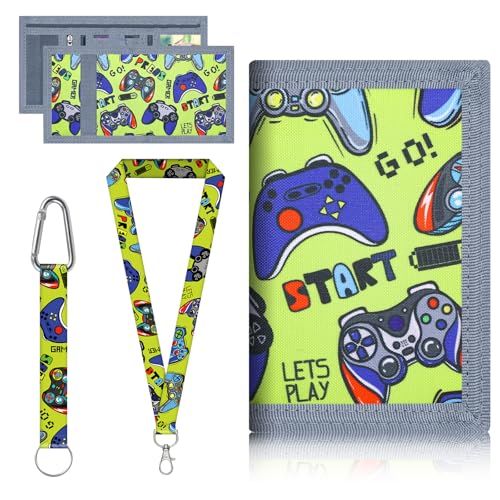 CHAOTEMAI Geldbeutel Brustbeutel Kinder Herren Personalisierte Geschenke Kinder Jungen Weihnachten äNdern Brieftasche Mini Portemonnaie Kleingeld MünzböRse mit Sichtfenster zum Umhängen（Spiel grün） von CHAOTEMAI