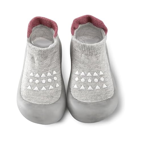 CHAOTEMAI Krabbelschuhe Baby Innenlänge 13,5 Cm Bei Größe 22/23 Schuhe Socken Sockenschuhe Baby Lauflernschuhe Kinder Stoppersocken Rutschfeste Hüttenschuhe Sockenschuhe für Mädchen Junge von CHAOTEMAI