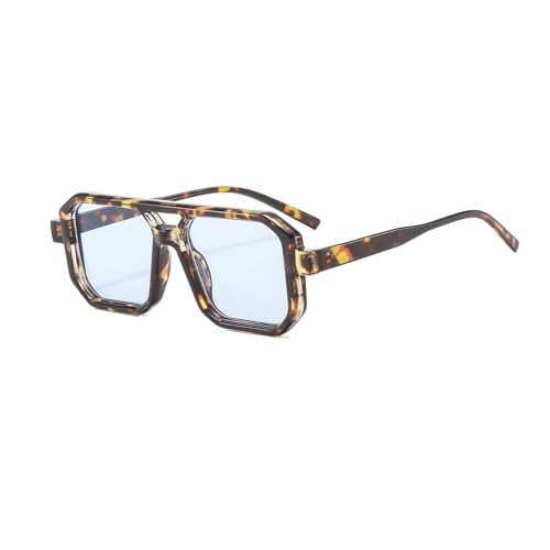 CHAOTEMAI Sonnenbrille UV400 Schutz Retro Piloten Helle Gläser Retro Sonnenbrille Braun Bluelight Glasses Leopard Print Vintage Style Schutz Leicht & Modisch für Damen & Herren von CHAOTEMAI
