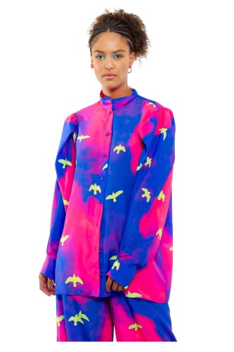 CHAOUICHE Damen Pajama-Shirt, Vogel-Druck, XS von CHAOUICHE