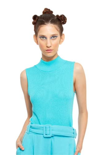 CHAOUICHE Damen Stickbluse, Blau, M von CHAOUICHE